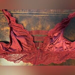 Victoria's Secret Satin and Lace Bralette in Deep Red